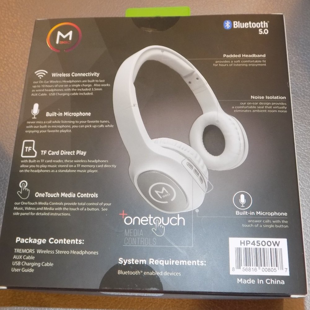 New MORPHEUS Tremors Bluetooth Headphones White